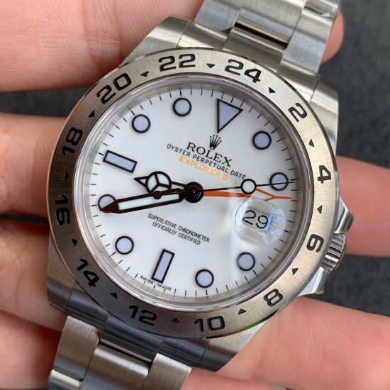 Rolex-Explorer II 216570 904L SS/SS Wht GMF Asia 3187 CHS