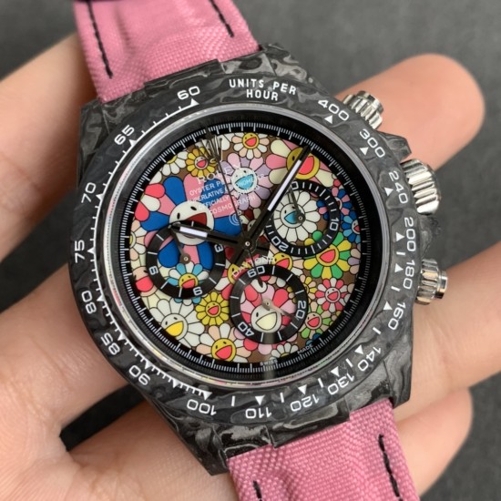 Rolex-Daytona DIW 40mm Carbon/NY Pink Graffiti Dial WWF A7750
