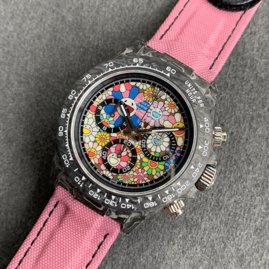 Rolex-Daytona DIW 40mm Carbon/NY Pink Graffiti Dial WWF A7750