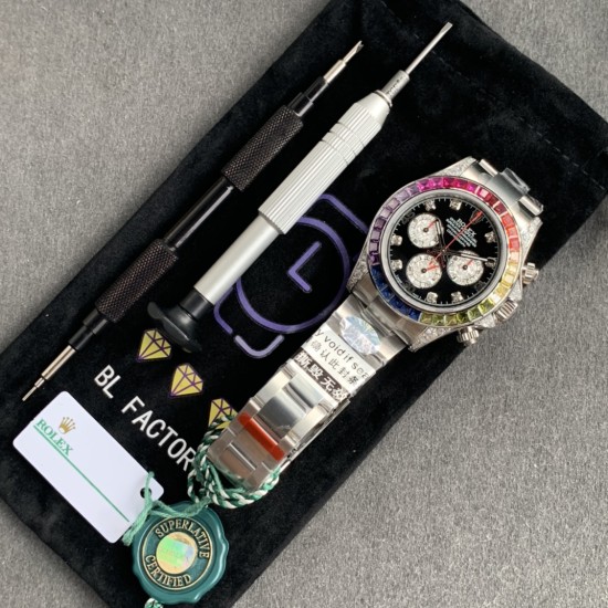 Rolex-Daytona 116599 Rainbow 40mm SS/SS Black/Dia BLF SH4130