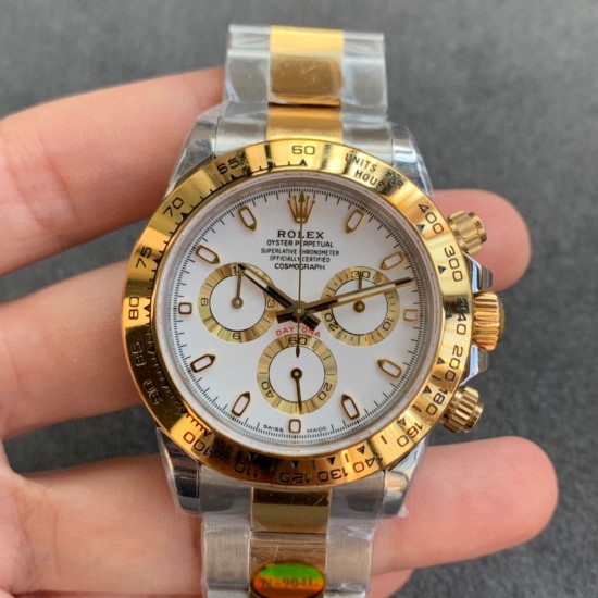 Rolex-Daytona 126503 40mm YG/SS White/Stk NOOB SH4131 Super Clone