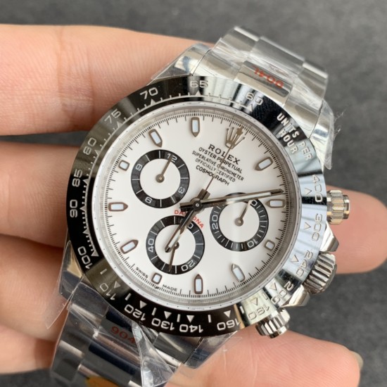 Rolex-Daytona 126500 40mm SS/SS White Dial NOOB SH4130 Super Clone