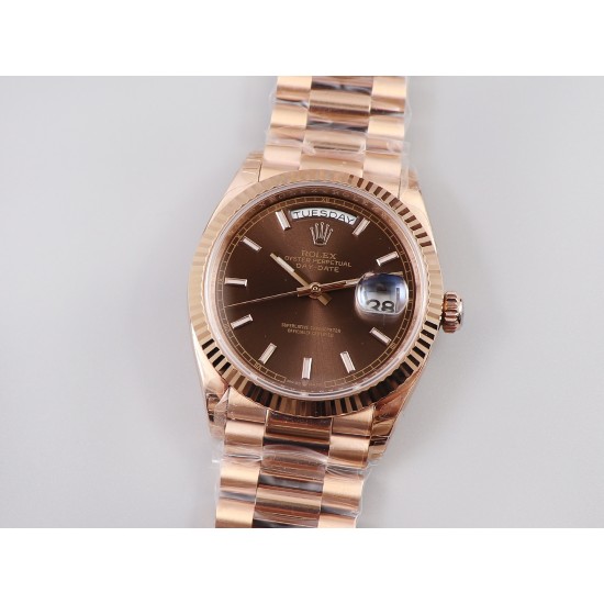 Rolex-DayDate 36mm Flt Pres RG/RG Brown EWF A3255 Mod