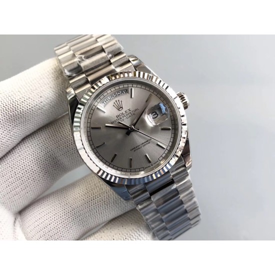 Rolex-DayDate 128239 36mm SS/SS Grey/Stk EWF V2 A3255(Gain Weight)