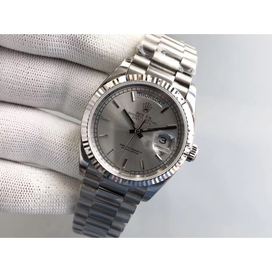 Rolex-DayDate 128239 36mm SS/SS Grey/Stk EWF V2 A3255(Gain Weight)
