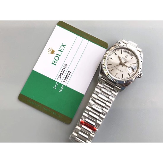 Rolex-DayDate 128239 36mm SS/SS Grey/Stk EWF V2 A3255(Gain Weight)