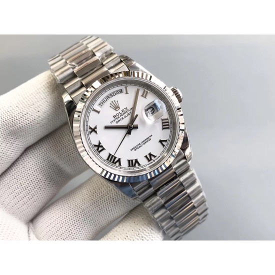Rolex-DayDate 228239 36mm SS/SS White/Rmn JDF V4 VR3255 (Gain Weight)