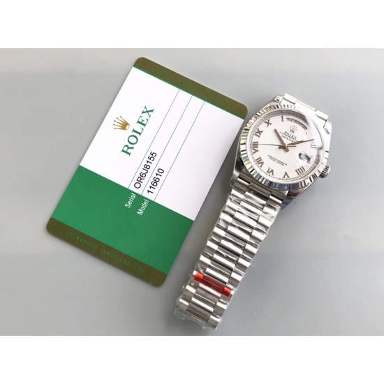 Rolex-DayDate 228239 36mm SS/SS White/Rmn JDF V4 VR3255 (Gain Weight)