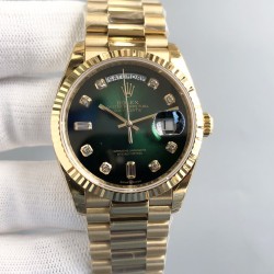 Rolex-DayDate 128238 36mm YG/YG Green/Dia QF V3 VR3255(Gain Weight)