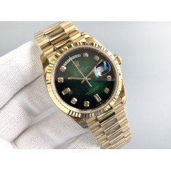 Rolex-DayDate 128238 36mm YG/YG Green/Dia QF V3 VR3255(Gain Weight)