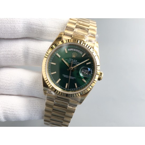 Rolex-DayDate 128238 36mm YG/YG Green/Diam QF V3 VR3255(Gain Weight)