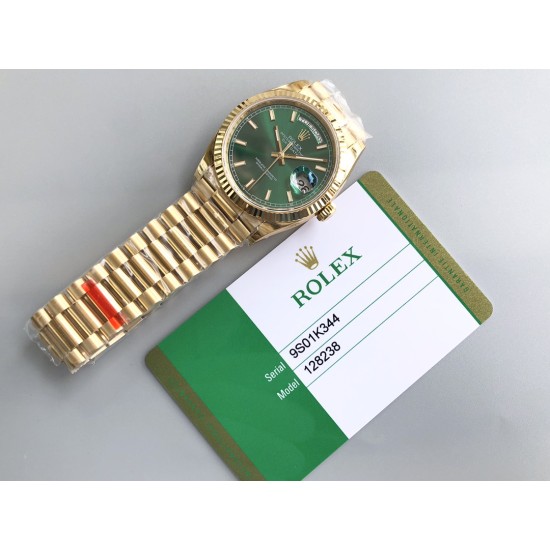 Rolex-DayDate 128238 36mm YG/YG Green/Diam QF V3 VR3255(Gain Weight)