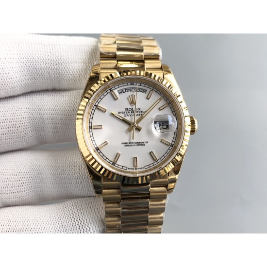 Rolex-DayDate 228238 36mm YG/YG White/Stk JDF V4 VR3255 (Gain Weight)