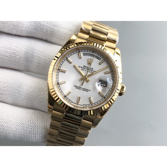 Rolex-DayDate 228238 36mm YG/YG White/Stk JDF V4 VR3255 (Gain Weight)