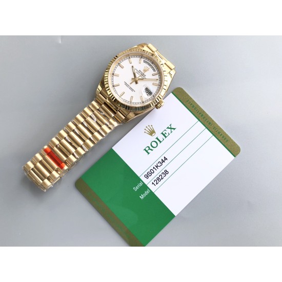 Rolex-DayDate 228238 36mm YG/YG White/Stk JDF V4 VR3255 (Gain Weight)