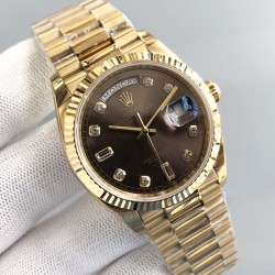 Rolex-DayDate 128238 36mm YG/YG Brown/Dia QF V3 VR3255(Gain Weight)