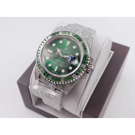Rolex-Submariner Diamond 904L SS/SS Green Dial A3135