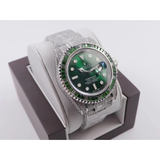 Rolex-Submariner Diamond 904L SS/SS Green Dial A3135