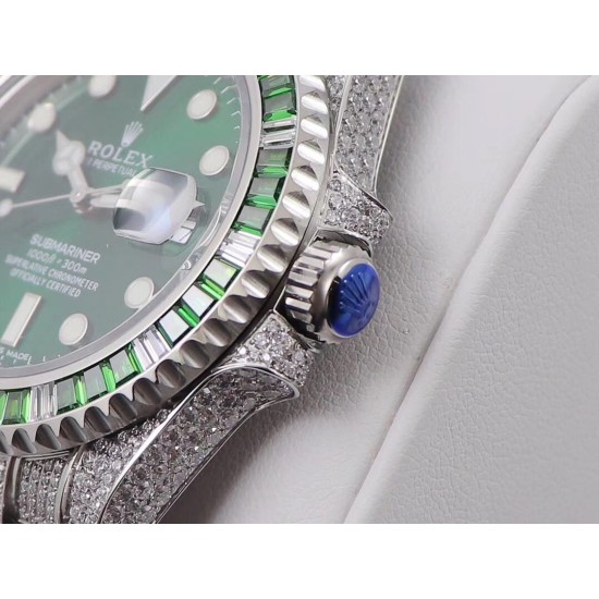 Rolex-Submariner Diamond 904L SS/SS Green Dial A3135