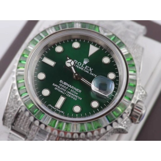 Rolex-Submariner Diamond 904L SS/SS Green Dial A3135