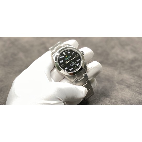 Rolex-Airking 126900 40mm SS/SS Black/Num Clean SH3230