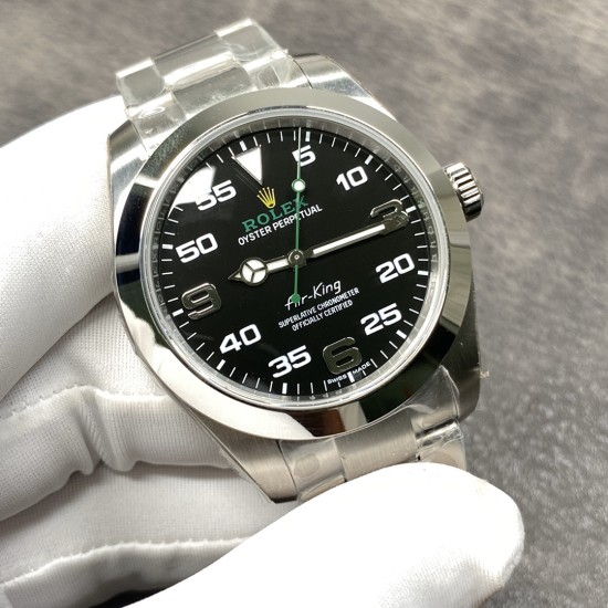 Rolex-Airking 126900 40mm SS/SS Black/Num Clean SH3230