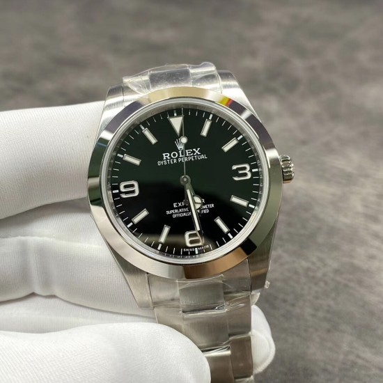 Rolex-Airking 116900 40mm 904L SS/SS Black/Num JDF SA3131