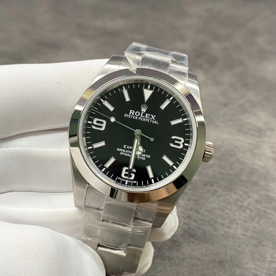 Rolex-Airking 116900 40mm 904L SS/SS Black/Num JDF SA3131