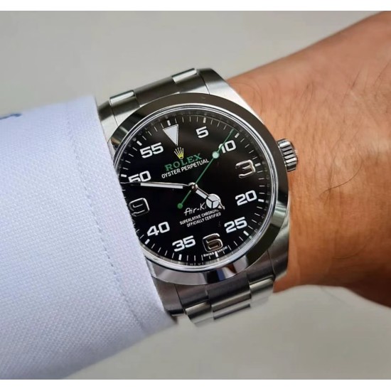 Rolex-Airking 126900 40mm 904L SS/SS Black/Num JVSF VR3230