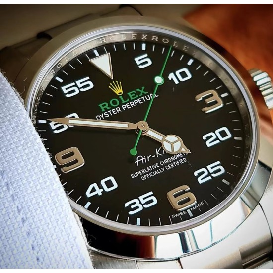 Rolex-Airking 126900 40mm 904L SS/SS Black/Num JVSF VR3230