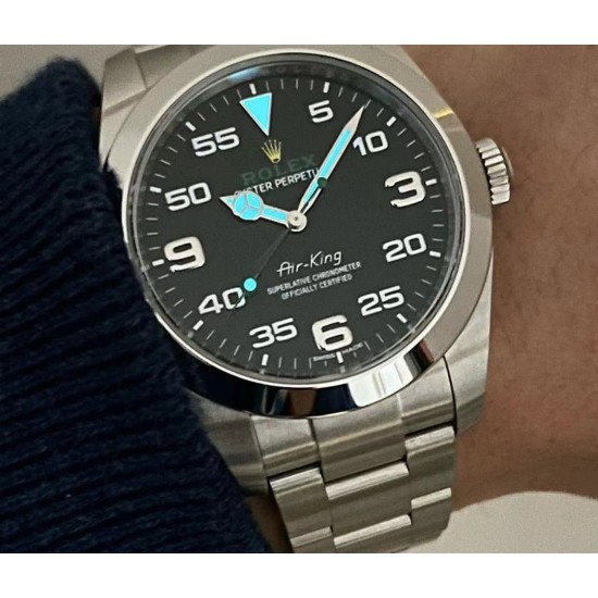 Rolex-Airking 126900 40mm 904L SS/SS Black/Num JVSF VR3230