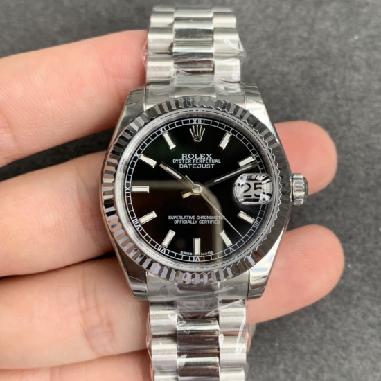 Rolex-ROLEX - DATEJUST - LADY 31mm SS/SS Black Sticks GSF Asia 2836