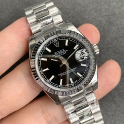 Rolex-ROLEX - DATEJUST - LADY 31mm SS/SS Black Sticks GSF Asia 2836