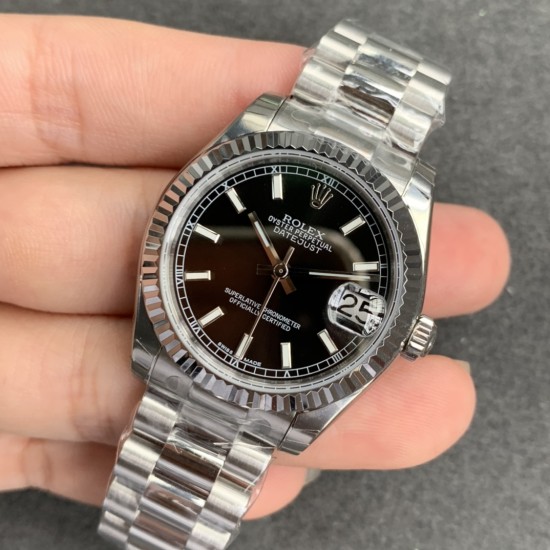 Rolex-ROLEX - DATEJUST - LADY 31mm SS/SS Black Sticks GSF Asia 2836