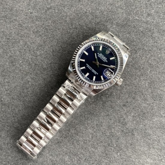 Rolex-ROLEX - DATEJUST - LADY 31mm Oys Flt SS/SS Blue/Stk GSF A2671