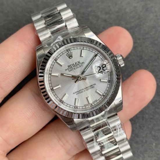 Rolex-ROLEX - DATEJUST - LADY 31mm Oys Flt SS/SS Silver/Stk GSF A2671