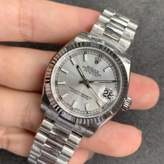 Rolex-ROLEX - DATEJUST - LADY 31mm Oys Flt SS/SS Silver/Stk GSF A2671
