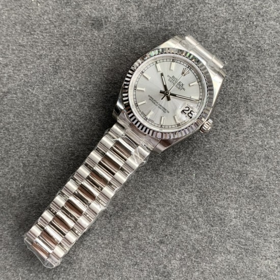 Rolex-ROLEX - DATEJUST - LADY 31mm Oys Flt SS/SS Silver/Stk GSF A2671
