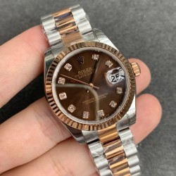 Rolex-ROLEX - DATEJUST - LADY 31mm Oys Flt RG/SS Brown Dia GSF A2671