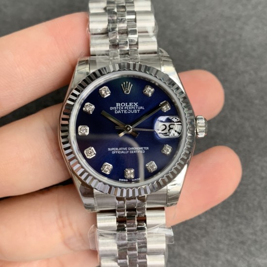 Rolex-ROLEX - DATEJUST - LADY 31mm Jub Flt SS/SS Blue Dia GSF A2671