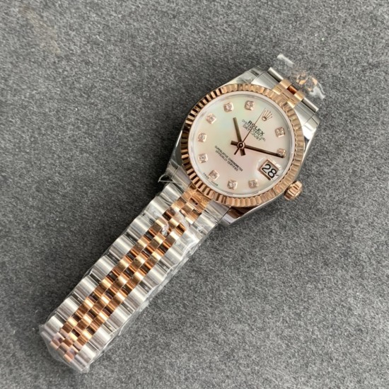 Rolex-ROLEX - DATEJUST - LADY 31mm Jub Flt RG/SS White Dia GSF A2671