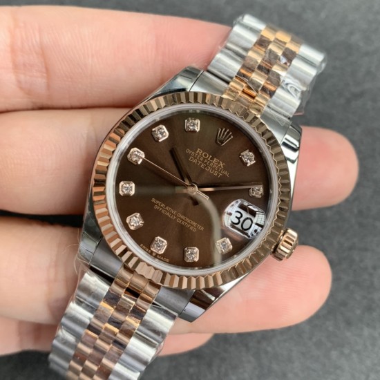 Rolex-ROLEX - DATEJUST - LADY 31mm Jub Flt RG/SS Brown Dia GSF A2671