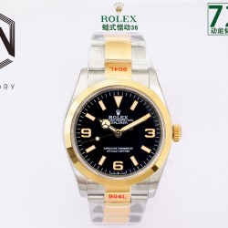 Rolex-Explorer 124273 36mm 904L YG/SS Black/Stk EWF A3230