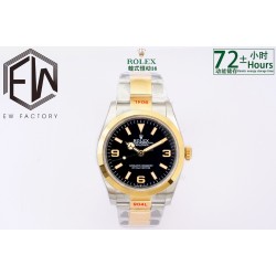 Rolex-Explorer 124273 36mm 904L YG/SS Black/Stk EWF A3230