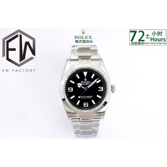 Rolex-Explorer 124270 36mm 904L SS/SS Black Dial EWF A3230