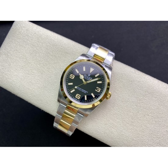 Rolex-Explorer 124273 36mm 904L YG/SS Black/Stk EWF A3230