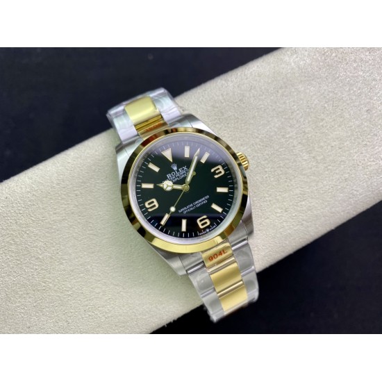 Rolex-Explorer 124273 36mm 904L YG/SS Black/Stk EWF A3230