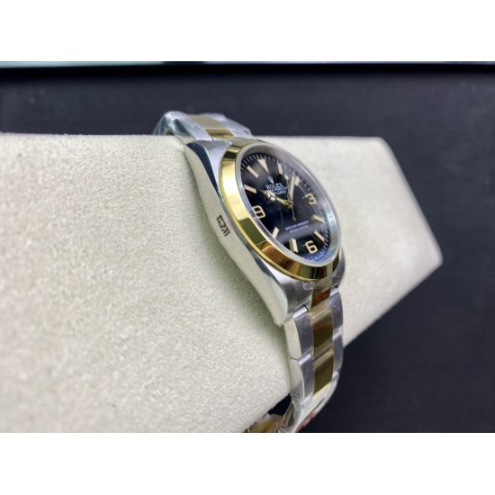 Rolex-Explorer 124273 36mm 904L YG/SS Black/Stk EWF A3230