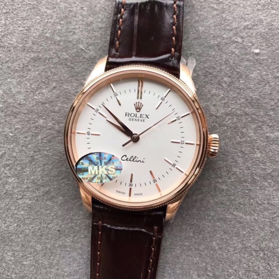 Rolex-Cellini Time 50505 RG/LE White Diam MKS Asia 3132