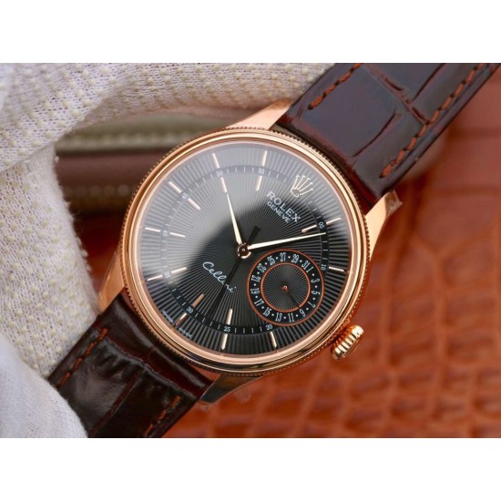 Rolex-Cellini Date 39mm RG/LE Black MKS Asia 3165 Mod
